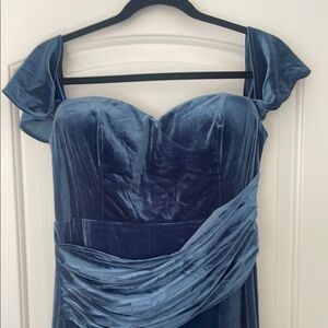 Elegant Blue Velvet Dress